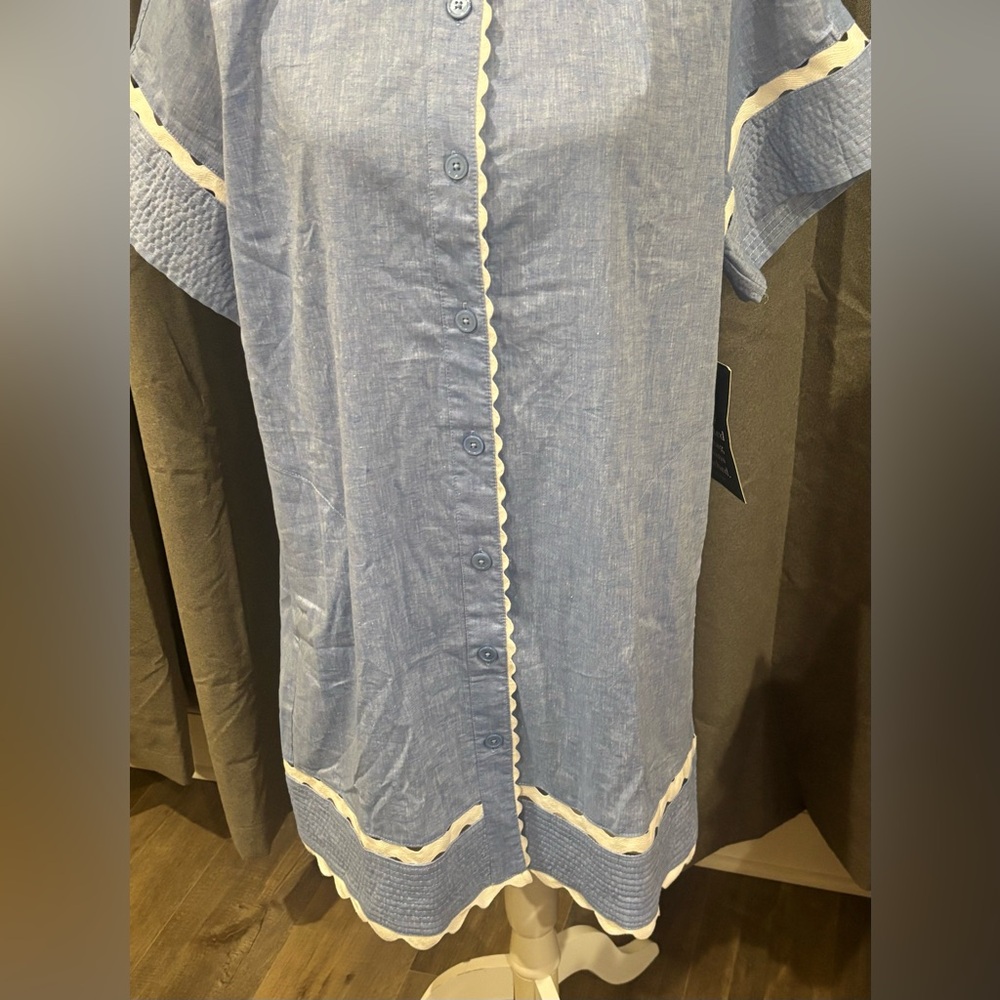 NWT Tuckernuck Chambray Cornelia Dress Blue Small MISSING Belt Mini Linen Blend - Picture 6 of 15
